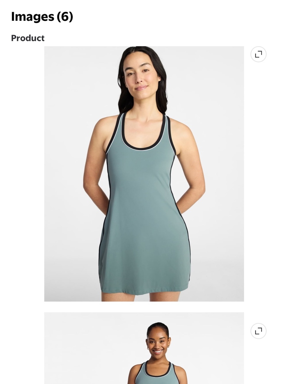 Avia Sage Racerback Swim Dress with Black and Cream Trim